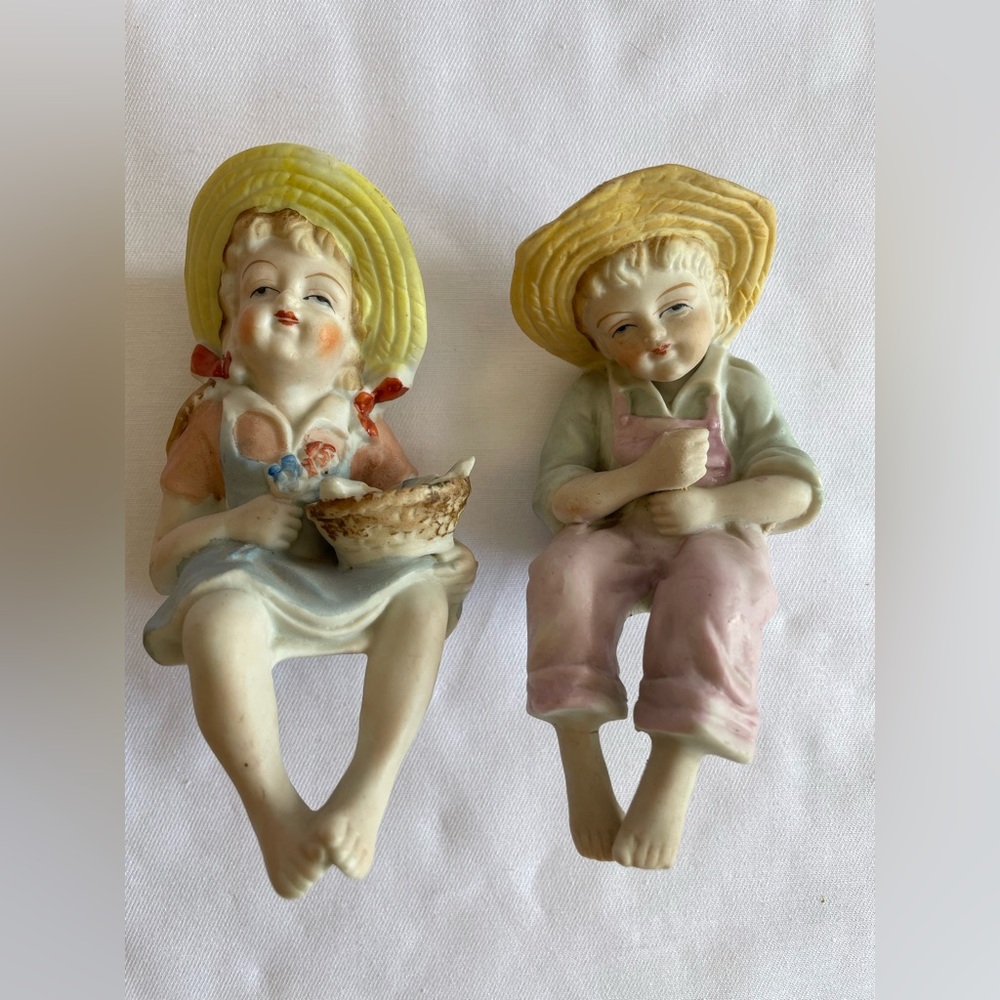 Vintage lovely boy and girl figure decor made in Japan